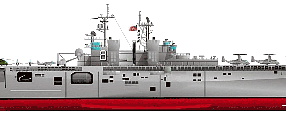 Корабль USS LHD-8 Makin Island [Amphibious Assault Ship] - чертежи, габариты, рисунки